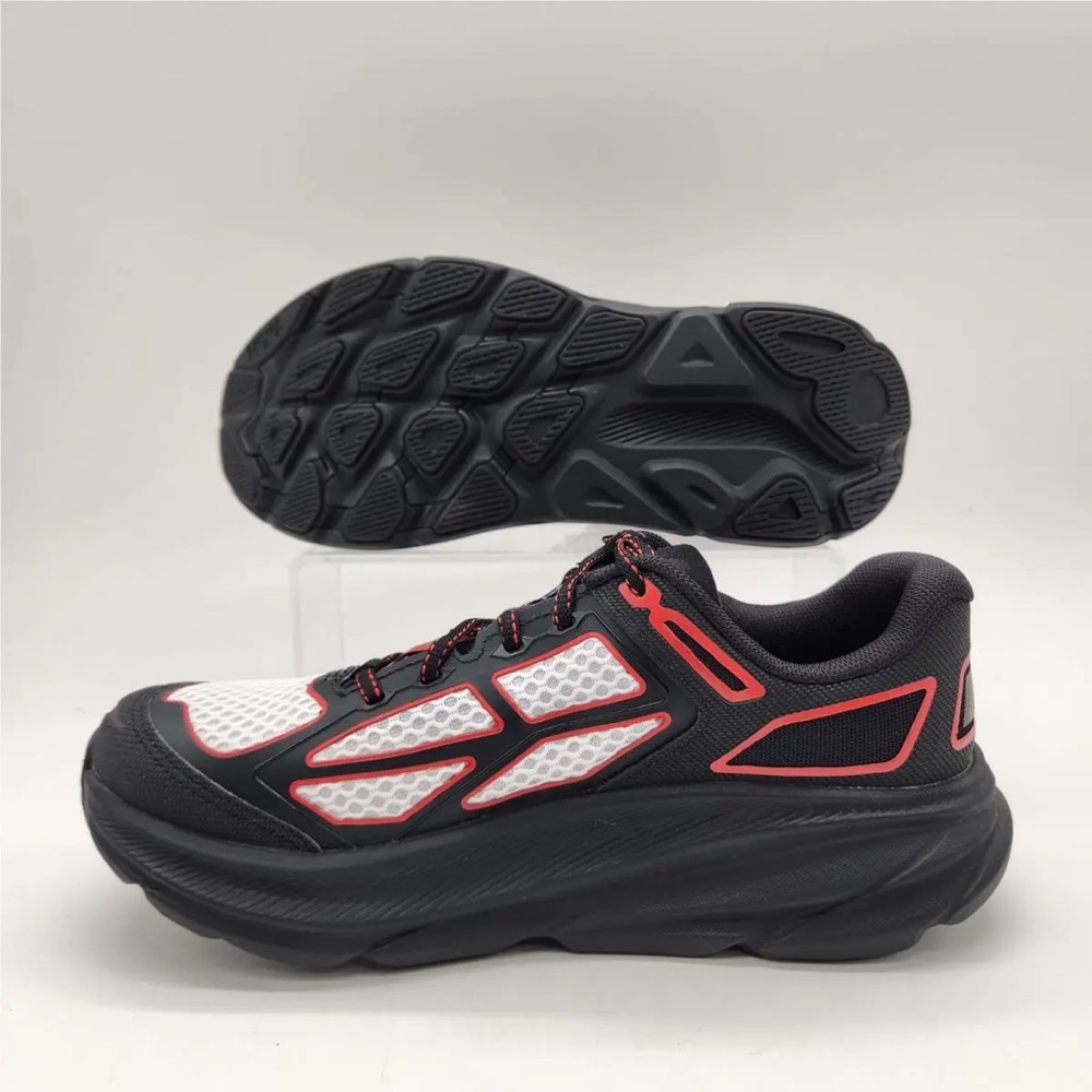 Hoka One One Men's Black White with Coral Trim Running Sneakers